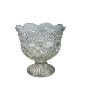 EUC Wexford Crystal 8" Footed Centerpiece Bowl Vintage 1940's Anchor Hocking